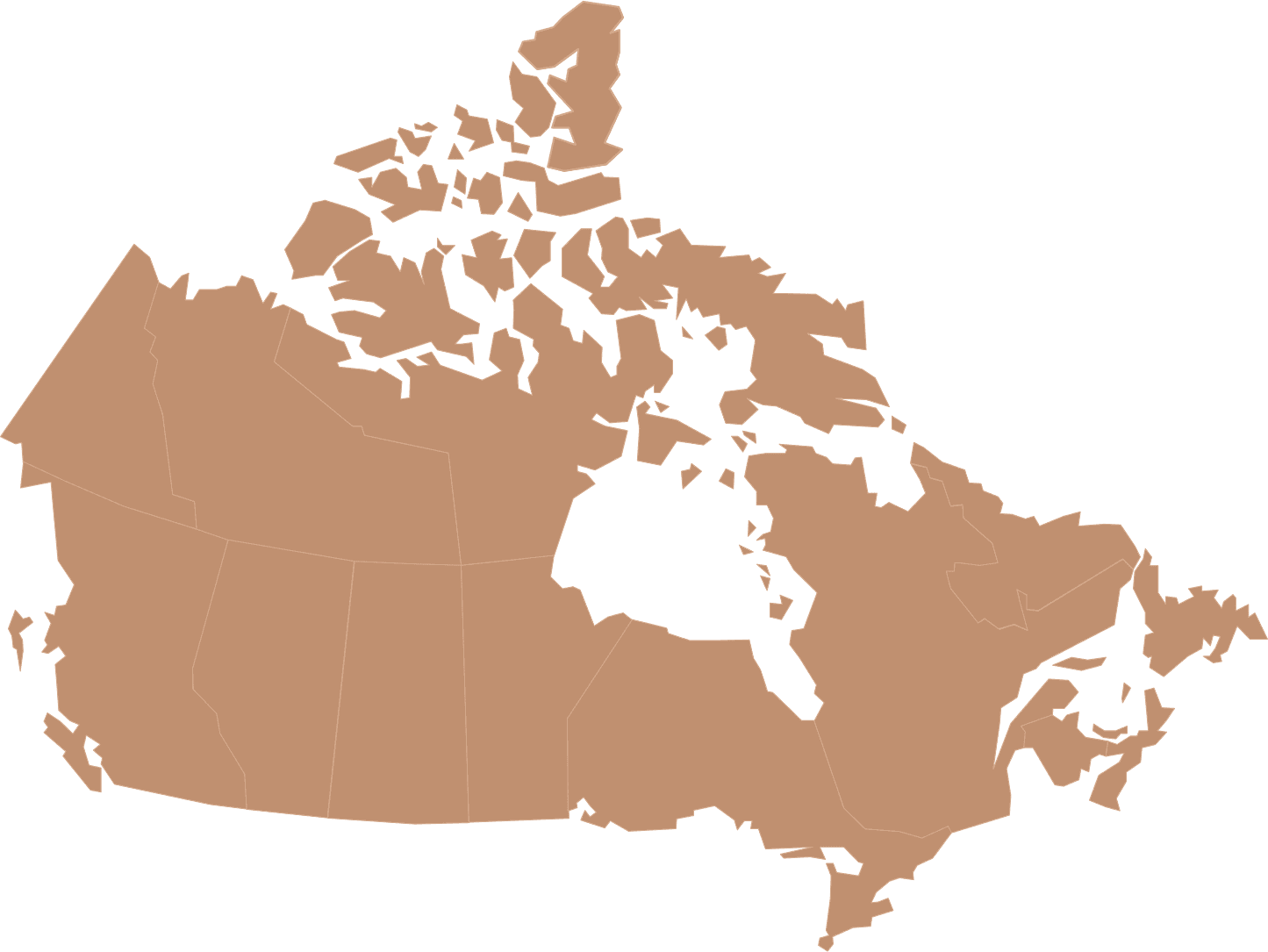 Map of Canada showing client locations coast to coast